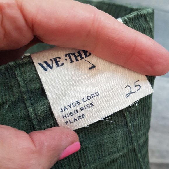 Free People Jayde Corduroy Flare Jeans 25 UK 4 Green High Rise We The Free BN - Picture 9 of 11